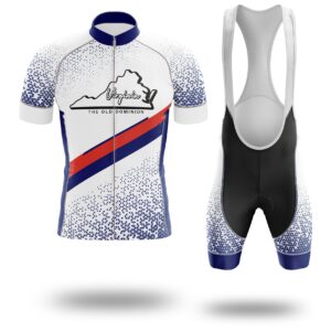 Virginia Cycling Jersey, Virginia Map Cycling Jersey - Short Sleeve Cycling Jersey Kit-White