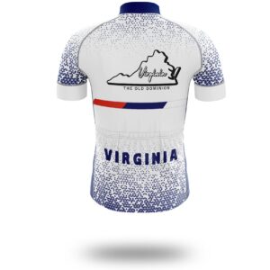 Virginia Cycling Jersey, Virginia Map Cycling Jersey - Short Sleeve Cycling Jersey-White