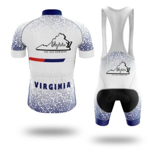 Virginia Cycling Jersey, Virginia Map Cycling Jersey - Short Sleeve Cycling Jersey Kit-White
