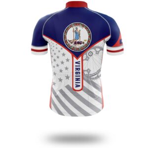 Virginia Flag Cycling Kit, Cycling Custom Your Name Jersey and Bib Short - Short Sleeve Cycling Jersey-White