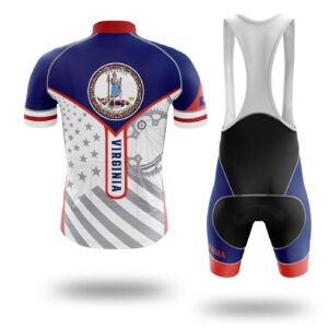 Virginia Flag Cycling Kit, Cycling Custom Your Name Jersey and Bib Short - Short Sleeve Cycling Jersey Kit-White