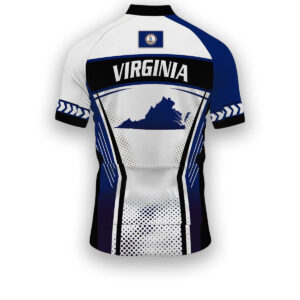 Virginia States Cycling Jersey, Maps Haftone Vintage Pattern Men Women Jersey Full Kit - Short Sleeve Cycling Jersey-White