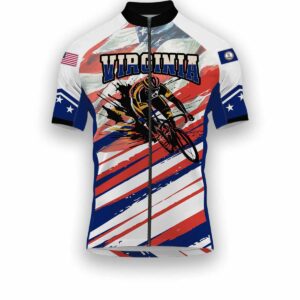 Virginia States Cycling Jersey, USA Flag Men Women Jersey Full Kit - Short Sleeve Cycling Jersey-White