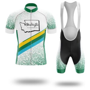 Washington Cycling Jersey, Washington Map Cycling Jersey - Short Sleeve Cycling Jersey Kit-White