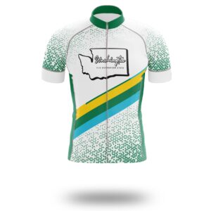 Washington Cycling Jersey, Washington Map Cycling Jersey - Short Sleeve Cycling Jersey-White