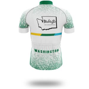 Washington Cycling Jersey, Washington Map Cycling Jersey - Short Sleeve Cycling Jersey-White