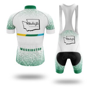 Washington Cycling Jersey, Washington Map Cycling Jersey - Short Sleeve Cycling Jersey Kit-White