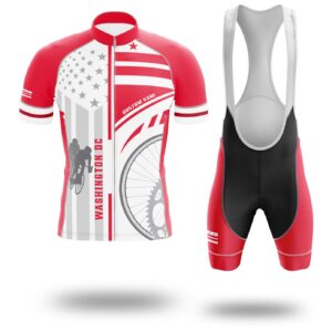 Washington DC Flag Cycling Kit, Cycling Custom Your Name Jersey and Bib Short - Short Sleeve Cycling Jersey Kit-White
