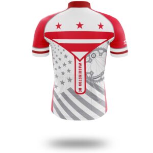 Washington DC Flag Cycling Kit, Cycling Custom Your Name Jersey and Bib Short - Short Sleeve Cycling Jersey-White