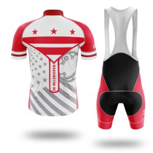 Washington DC Flag Cycling Kit, Cycling Custom Your Name Jersey and Bib Short - Short Sleeve Cycling Jersey Kit-White