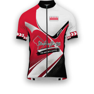 Washington DC States Cycling Jersey, Maps Haftone Vintage Pattern Men Women Jersey Full Kit - Short Sleeve Cycling Jersey-White