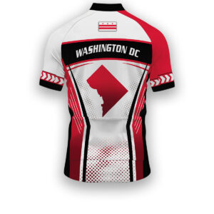 Washington DC States Cycling Jersey, Maps Haftone Vintage Pattern Men Women Jersey Full Kit - Short Sleeve Cycling Jersey-White