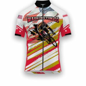 Washington DC States Cycling Jersey, USA Flag Men Women Jersey Full Kit - Short Sleeve Cycling Jersey-White
