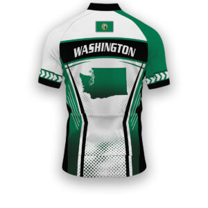 Washington States Cycling Jersey, Maps Haftone Vintage Pattern Men Women Jersey Full Kit - Short Sleeve Cycling Jersey-White