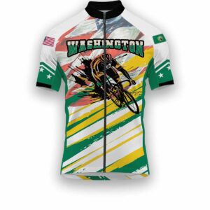 Washington States Cycling Jersey, USA Flag Men Women Jersey Full Kit - Short Sleeve Cycling Jersey-White