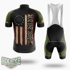 We the People Shirt, Vintage USA Flag Shirt, 1776 Shirt - Short Sleeve Cycling Jersey Kit-White