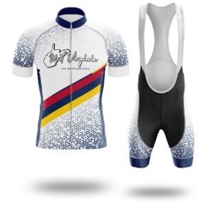 West Virginia Cycling Jersey, West Virginia Map Cycling Jersey - Short Sleeve Cycling Jersey Kit-White