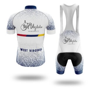 West Virginia Cycling Jersey, West Virginia Map Cycling Jersey - Short Sleeve Cycling Jersey Kit-White