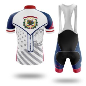 West Virginia Flag Cycling Kit, Cycling Custom Your Name Jersey and Bib Short - Short Sleeve Cycling Jersey Kit-White