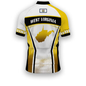 West Virginia States Cycling Jersey, Maps Haftone Vintage Pattern Men Women Jersey Full Kit - Short Sleeve Cycling Jersey-White