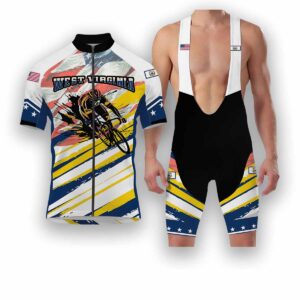 West Virginia States Cycling Jersey, USA Flag Men Women Jersey Full Kit - Short Sleeve Cycling Jersey Kit-White