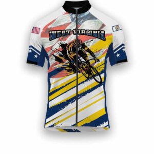 West Virginia States Cycling Jersey, USA Flag Men Women Jersey Full Kit - Short Sleeve Cycling Jersey-White