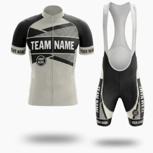 White and Black Pattern Cycling Jersey, Custom Name, Custom Team Name and Custom Logo Cycling Jersey - Short Sleeve Cycling Jersey Kit-White