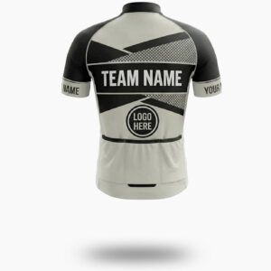 White and Black Pattern Cycling Jersey, Custom Name, Custom Team Name and Custom Logo Cycling Jersey - Short Sleeve Cycling Jersey-White