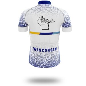 Wisconsin Cycling Jersey, Wisconsin Map Cycling Jersey - Short Sleeve Cycling Jersey-White