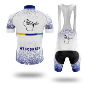 Wisconsin Cycling Jersey, Wisconsin Map Cycling Jersey - Short Sleeve Cycling Jersey Kit-White
