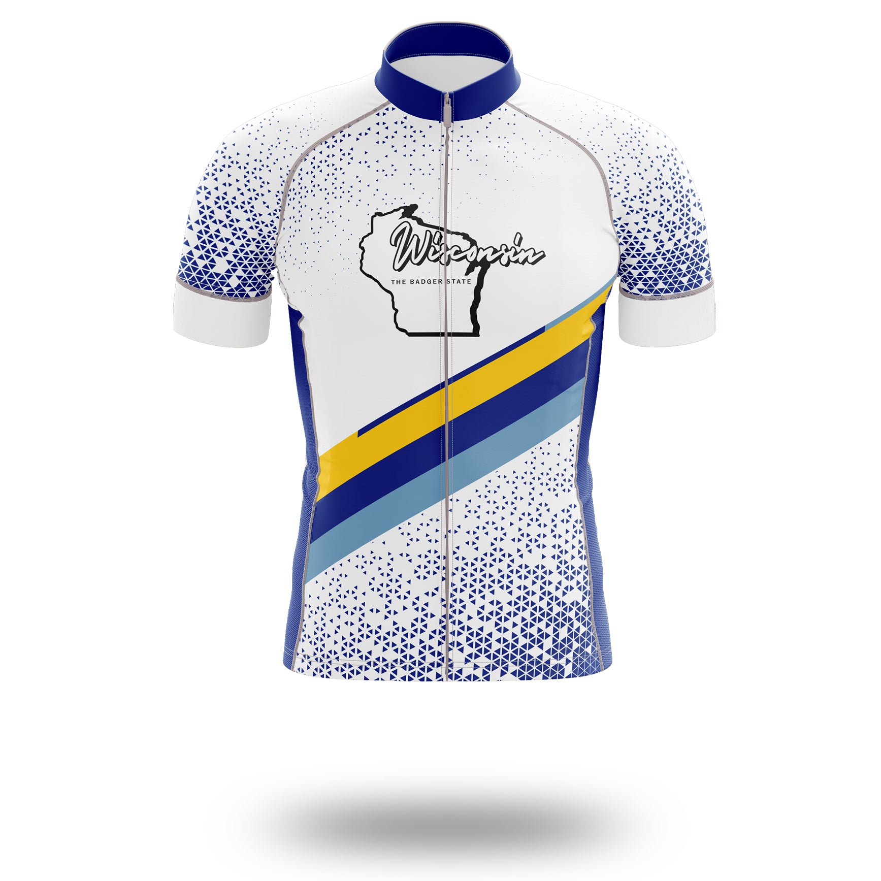 Wisconsin Cycling Jersey, Wisconsin Map Cycling Jersey - Short Sleeve Cycling Jersey-White