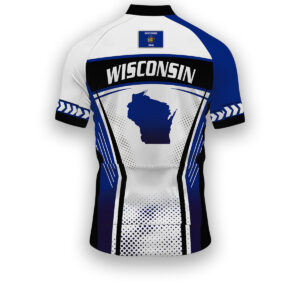 Wisconsin States Cycling Jersey, Maps Haftone Vintage Pattern Men Women Jersey Full Kit - Short Sleeve Cycling Jersey-White