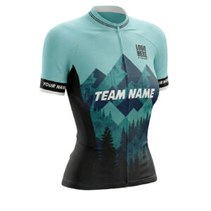 Women Cycling Jersey, Custom Team Name and Your Name Mountain Cycling Jersey - Women Short Sleeve Cycling Jersey-White