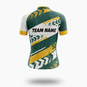 Women Cycling Jersey Green & Yellow Custom Name, Custom Team Name, Upload Team Logo Jersey - Women Short Sleeve Cycling Jersey-White