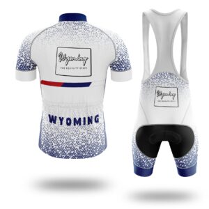 Wyoming Cycling Jersey, Wyoming Map Cycling Jersey - Short Sleeve Cycling Jersey Kit-White