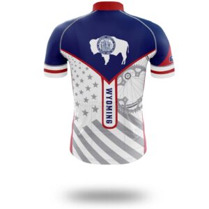 Wyoming Flag Cycling Kit, Cycling Custom Your Name Jersey and Bib Short - Short Sleeve Cycling Jersey-White