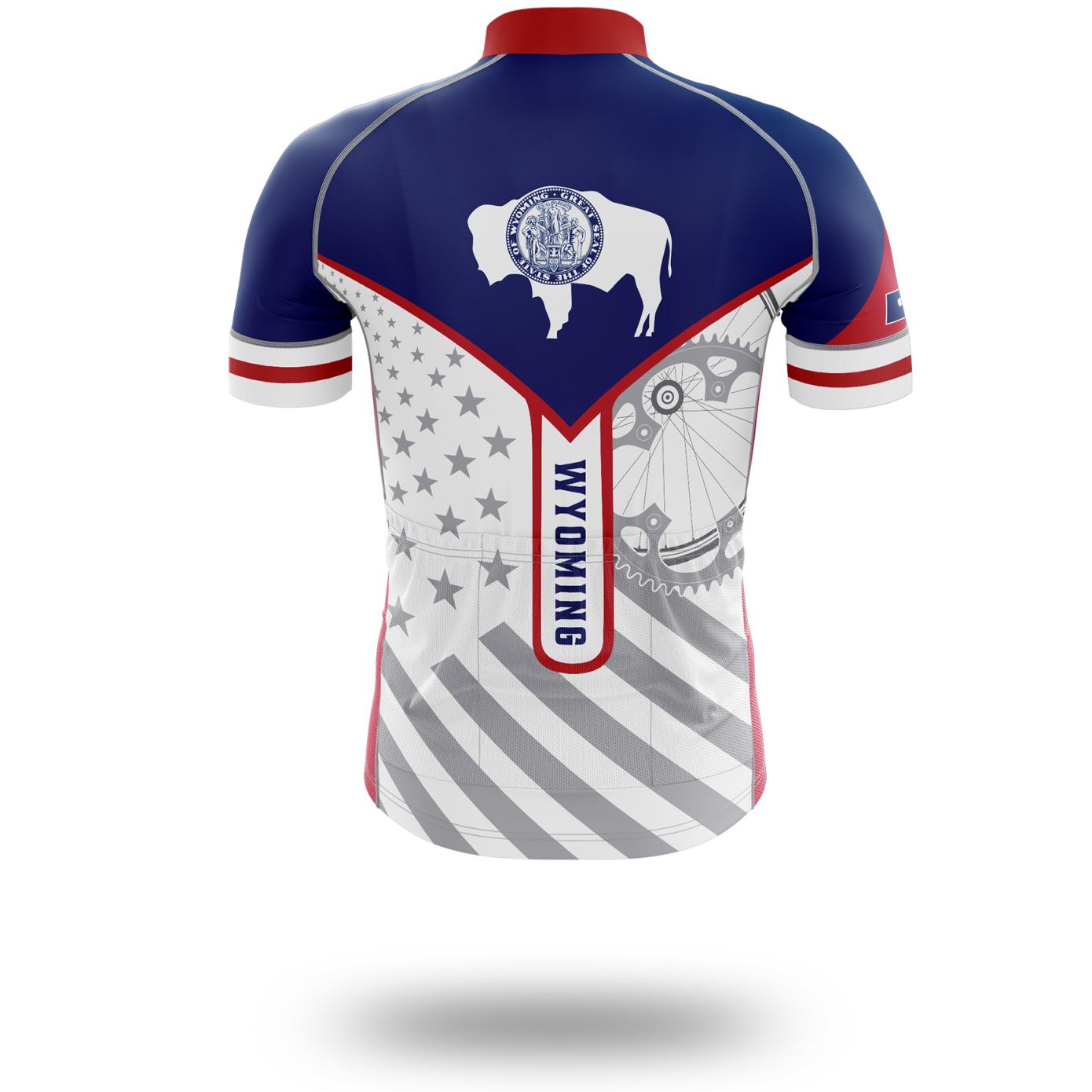 Wyoming Flag Cycling Kit, Cycling Custom Your Name Jersey and Bib Short - Short Sleeve Cycling Jersey-White