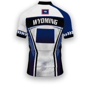 Wyoming States Cycling Jersey, Maps Haftone Vintage Pattern Men Women Jersey Full Kit - Short Sleeve Cycling Jersey-White