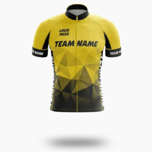 Yellow Men's Cycling Jersey Custom Name, Custom Logo Team - Short Sleeve Cycling Jersey-White