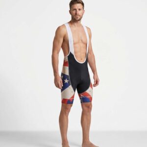 American Flag Grunge Style Performance Men's Cycling Bib Shorts 1
