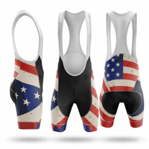American Flag Grunge Style Performance Men's Cycling Bib Shorts 2