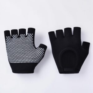 Breathable Women's Half Finger Gym Gloves Non-Slip for Fitness and Cycling - One Size - Black
