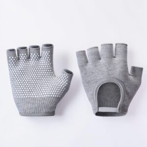 Breathable Women's Half Finger Gym Gloves Non-Slip for Fitness and Cycling - One Size - Grey