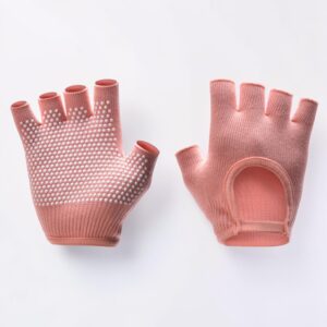 Breathable Women's Half Finger Gym Gloves Non-Slip for Fitness and Cycling - One Size - Light Pink