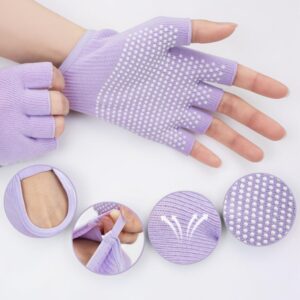 Breathable Women's Half Finger Gym Gloves Non-Slip for Fitness and Cycling - One Size - Light Purple