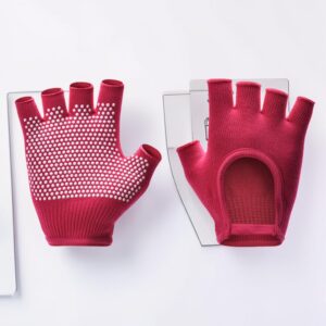 Breathable Women's Half Finger Gym Gloves Non-Slip for Fitness and Cycling - One Size - Red