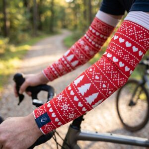 Christmas Pattern Arm Sleeves Cycling Arm Warmers - One Size - Red