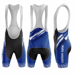 Custom Name Performance Bike Bib Shorts - Royal Blue Racing Style with Padded Chamois 2