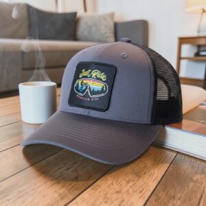 Retro Mountain Bike Trucker Just Ride Cycling Hat - One Size - Grey