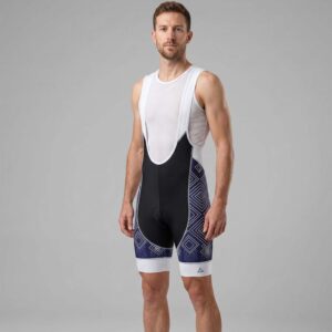 Unique Navy Blue Geometric Padded Cycling Bib Shorts 1